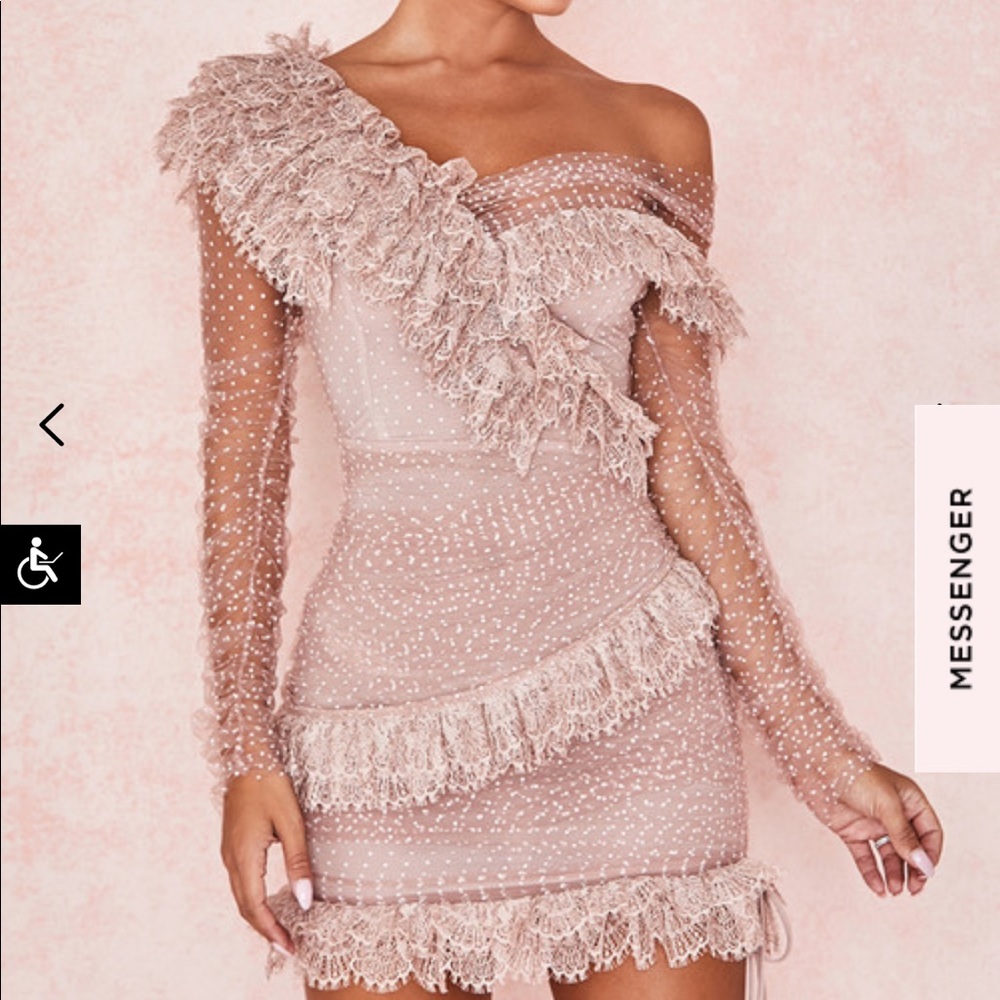 House of CB blush Sorrel lace dress
